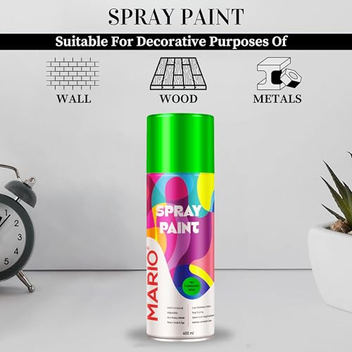 Image of Mario Spray Paint - 1003 Fluorescent Green (400ml) | Neon Green Spray Paint for Bikes, Helmets, Walls & Creative Projects