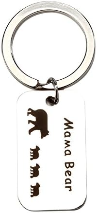 Meiligo Stainless Steel Mum Keychain Sweet Mama and Baby Bear Pendant Keychain for Mothers image 5