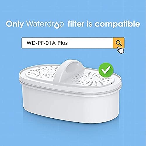 Waterdrop Water Filter Jug with 4×90 Days Filter, Multi-Stage Filtration System, Reduce Fluoride, Chlorine etc, 2.5L, NSF Certified, BPA Free, White (4 Filters)