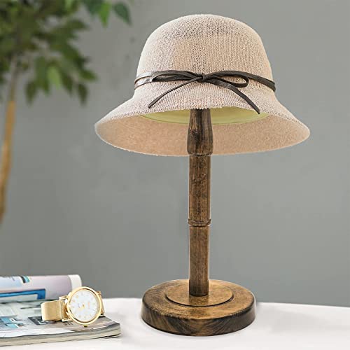 Tang's Freestanding Hat Stands, Tabletop Hat Rack, Wood Display Stands Holder For Caps And Wigs One Piece( Antique Brown) #TOP5
