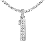 FindChic Diamond Number Necklace 1 Pendant Cubic Zirconia Necklace for Men Silver Fake Chain Atheletic Sports Jewelry