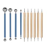 Moojito10 Piece Dotting Tools Embossing Ball Stylus Set, Tracing Pens for Rock Painting Nail Art Pottery Clay Modeling Carbon Transfer Paper Ornaments Art Craft DIY (Blue, Wooden)