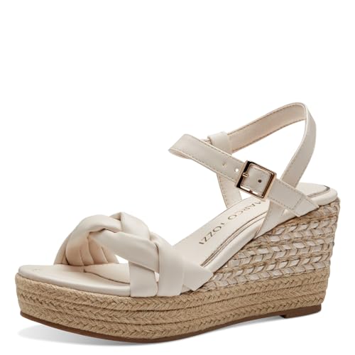 MARCO TOZZI Women's 2-28353-42 Wedge Sandal, Cream Comb, 7.5