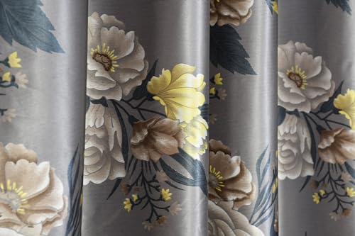 Image of Homefab India Eyelet Polyester Floral Window Curtain - 5 ft, Grey - 1 Piece