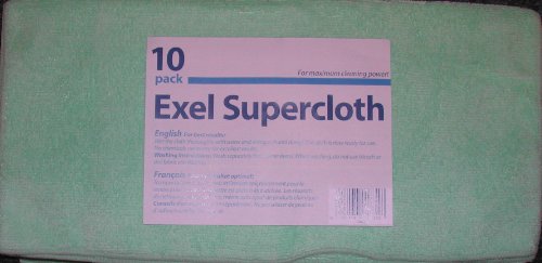 20 Pack of Green Microfibre Genuine Exel Brand Magic Cleaning Cloths. Chemical Free Cleaning. Anti Bacterial Microfiber Cloths for Amazing Smear Free Wiping - Image 2
