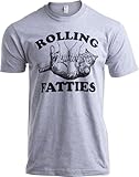Rolling Fatties - Funny Cat Shirts for Men, Hilarious Novelty Clothing Rollin Cat T-Shirt - (Men,L)