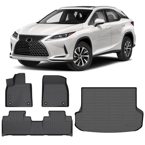 Floor Mats & Cargo Liner for 2016-2022 Lexus RX 350 | RX 450h (NOT for RXL) Custom Fit Floor Liners All Weather Protection TPE Car Mats Accessories Waterproof Anti-Slip
