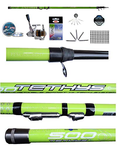  Kit Pesca Trota Torrente Canna Teleregolabile Tethys 4Mt + Mulinello + Accessori