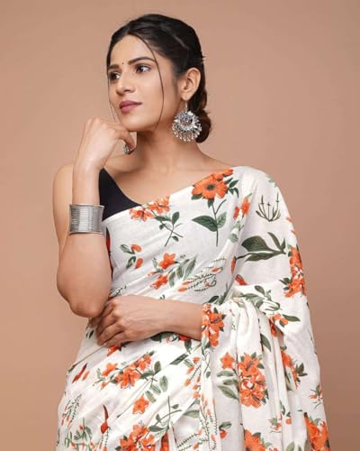 Image of Hand Block Printed Cotton Mulmul Saree | Soft Lightweight Summer Saree | Pure Cotton Traditional Indian Saree for Women