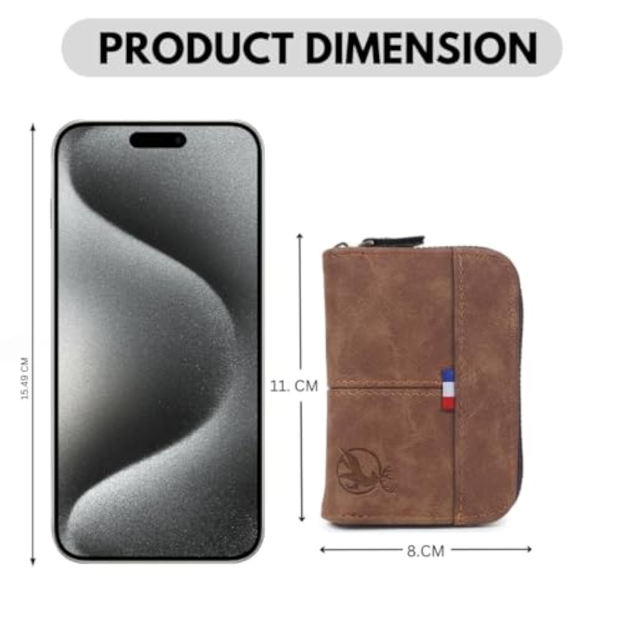 PU Leather Zipper Card Holder with 9 Card Slots