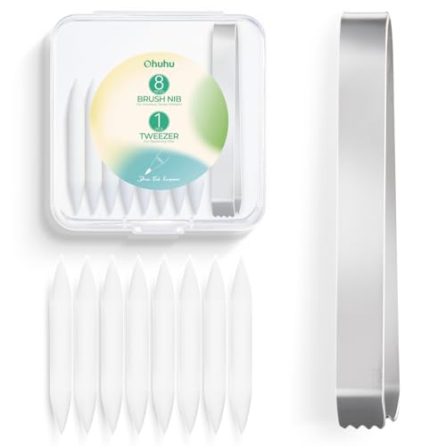 Ohuhu Markers Replacement Super Brush Nibs of Honolulu & Honolulu B Series - Pack of 8 - A Tweezer included - Comes in A Storage Box