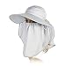 Siggi Womens Wide Brim Summer Sun Flap Cap Hat Neck Cover Face Mask Detachable UPF 50+ Grey