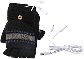 Yinuoday Unisex Women's & Men's USB Heated Gloves Mitten Winter Hands Warm Laptop Gloves Full & Half Heated Fingerless Gloves Heating Knitting Hands Warmer Washable Design