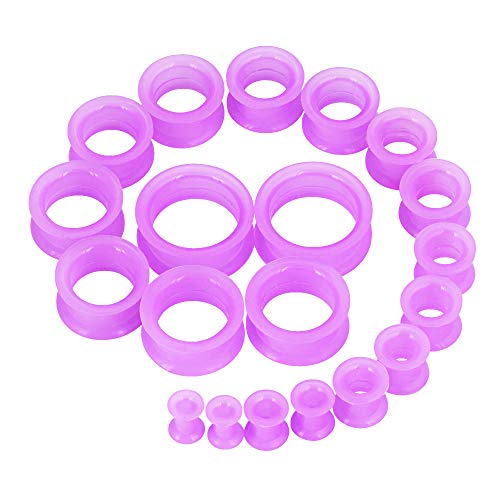 Longbeauty 20pcs Tunnels Kit 2G-1" Silicone Ear Gauges Stretching Kit