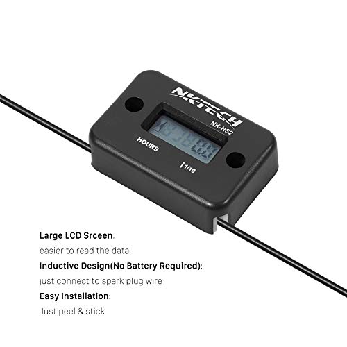 Nktech Nk-Hs2 Inductive Hour Meter For Gas Engine Lawn Mover Marine Atv Motorcycle Boat Snowmobile Dirt Bike Outboard Motor Generator Ip68 99999Hrs Hourmeter (Black) #TOP4