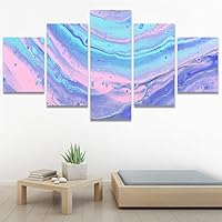 SIGNWIN 5 Panel Canvas Wall Art Modern Art Abstract Brushstroke Contemporary Edgy Mixed Media Multicolor for Home Decorations Ready to Hang - 60