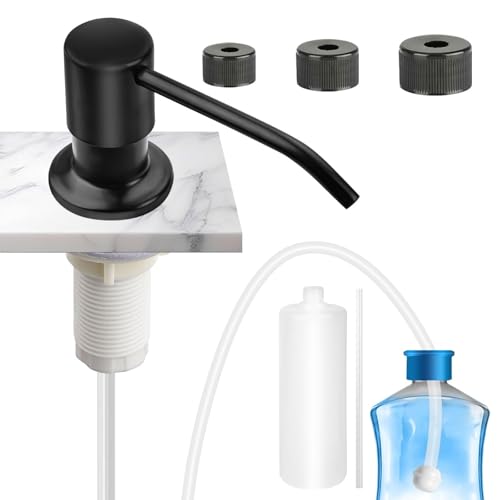 EEEKit Dispensador de Jabón para Fregadero de Cocina, Dispensador de Jabón Integrado, Dispensador de Detergente de Acero Inoxidable con Botella 500ML Tubo 100CM Kit