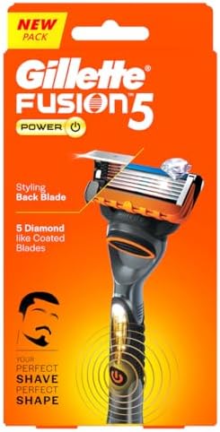 Gillette Fusion Power, Shaving Razor For Men | Micro-Pulse Technology For Reduced Friction | With Beard Shaping Back Blade | 5 Blades For Your Perfect Shave | Styling Back Blade For Your Perfect Shape