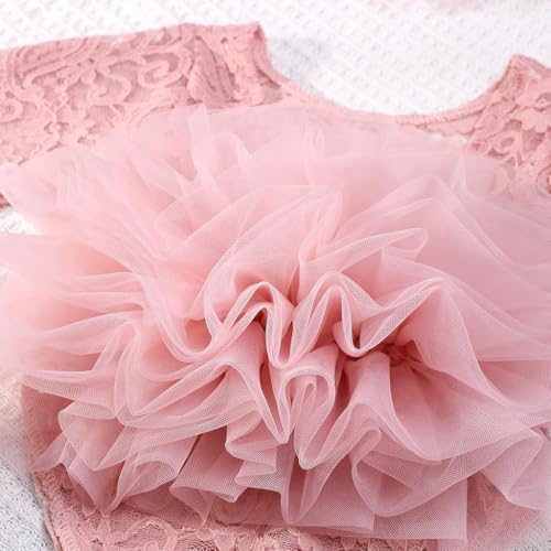 Image of SNOWIE SOFT Newborn Lace Dress & Headband Set for Infant Girls 0-1 Month, Vintage Tulle Baby Photoshoot Outfit, Soft Lace Romper Dress with Flower Headband, Elegant Newborn Photography Prop.