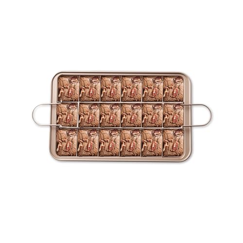 Kofebe Brownie Pan with Dividers, Non-Stick Carbon Steel Brownie Cutter, 18 Pre-Slice All Edges Brownies Pan, Square Baking Pan for Muffin Cupcake Bread (12x8x2)