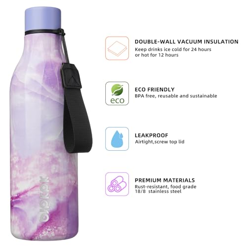 Image of BJPKPK Insulated Water Bottles, 25 oz Stainless Steel Metal Water Bottle with Strap, BPA Free Leak Proof Jugs, Mugs, Flasks, Reusable Thermal Flasks for Sports & Travel, Dawn