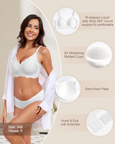 HORISUN Wireless Seamless Bras for Women No Underwire Wavy V Neck Soft Support Full Coverage Comfortable Bra3
