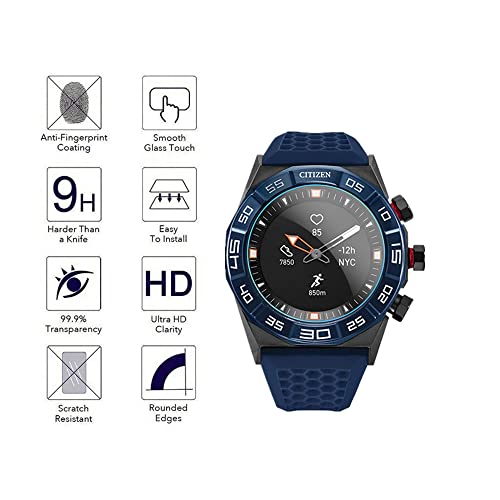 Mihence 3Pcs) Compatible For Citizen Cz Smart Hybrid Watch Screen Protector, 9H Anti-Scratch Premium Real Tempered Glass Protector Smartwatch 44Mm Stainless Steel thumb #6