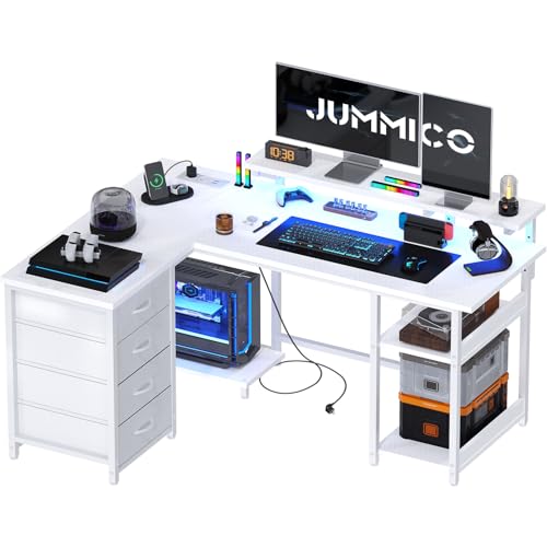 JUMMICO 135cm Mesa en Forma L con Luces