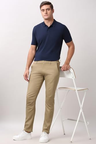 Image of Peter England Men's Slim Fit Stretchable Casual Trousers | Office & Everyday Wear | Comfortable & Smart Look