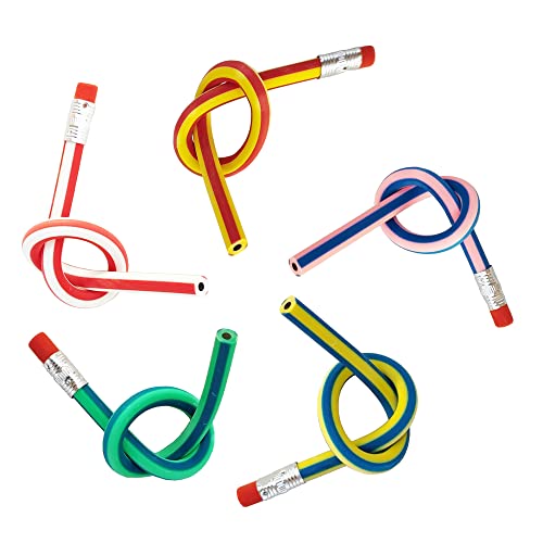 Qdxativp 40Pcs Bendy Fun Pencils For Kids,Magic Bendable Flexible Colorful Stripe Soft Rubber Pencils With Erasers For Classroom Gifts,Goodie Bag Fillers,Back To School Supplies #TOP2