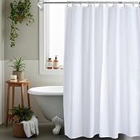 AQUALONA® Luxury Shower Curtain, 12 FREE HOOKS INCLUDED - Polyester, Water-repellent Coating, Rustproof Chrome Eyelets - Mildew Resistant and Weighted Hem, 180 x 180 cm (Waffle White)