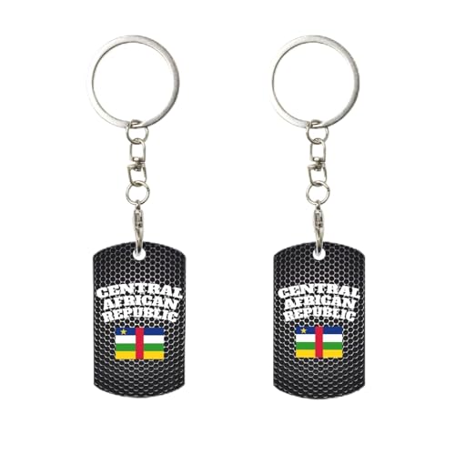 Porte-clés avec clip drapeau de la République centrafricaine, porte-clés rectangulaire en métal personnalisé, pour la maison, le bureau et la moto