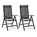 COSTWAY Gartenstühle Hochlehner klappbar 2er Set, Alu Klappstühle mit 7-Fach Verstellbarer Rückenlehne, wetterfeste Balkonstühle, Terrassenstühle für Garten, Balkon, Terrasse, Schwarz