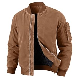 HOTIAN Winterjacke Frühlingsjacke Herren Warm Gefüttert Jacke Bomberjacken Winter Washed Steppjacke Gefüttert Vintage Parka Outdoor Übergangsjacke