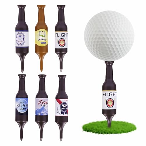 Eclove Pacote de 6 t-shirts de golfe divertidas, t-shirts de golfe com garrafa de cerveja, inquebráveis e espessados, para homens, presentes de golfe para homens, pai, jogadores de golfe
