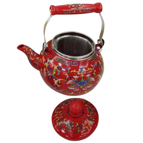 LeGDOr Enamel Kettle Gas Tea Kettle Tea Pots for Stove Top Induction Cooktop Japanese Tea Pot Red Whistling Kettle Vintage Teapot Japanese Tea Kettle Cold Water Pot Office Metal Camping