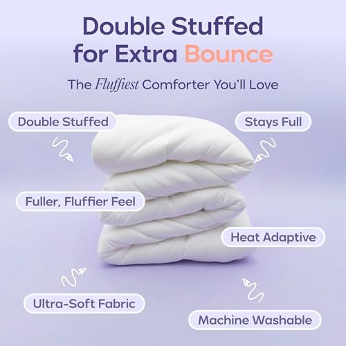 Mellow Marshmellow Comforter King/Cal King - Extra Fluffy Double-Stuffed Down Alternative Duvet Insert, All-Season Temperature-Balancing, Oeko-TEX Class I Fabric, Box-Stitch, Machine Washable - 1