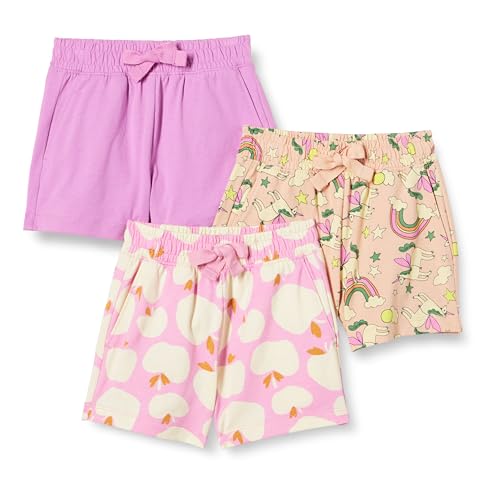 Amazon Essentials Mädchen Shorts zum Reinschlüpfen 3er-Pack Einhorn/Mauve/Äpfel 6-7 Jahre