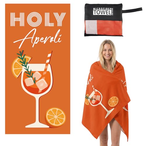 Aperol Spritz Toalla Playa Grande 90x180cm, Toalla Microfibra 85% Poliéster, Piscina Toallas de Playa Ligera de Secado Rápido, Toalla de BañO Sin Arena para Baño, Deportes, Viajes, Camping (A)