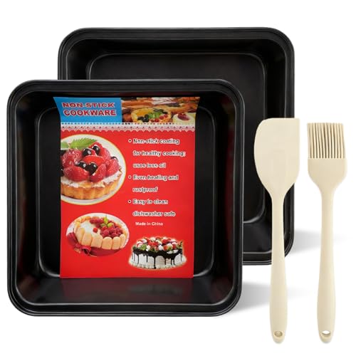 2 PCS Square Cake Pan, Nonstick 8x8 Baking Pan With