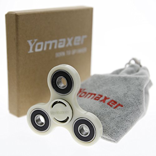 Yomaxer Fidget Spinner Tri-Hand Spinner 608 Hybrid Ceramic Bearing Nylon Solid Build Round Edge EDC Toy Good for ADHD ADD Autisms (Cream White)
