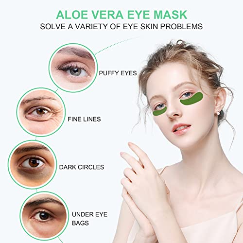 ASYBO Máscara para Os Olhos de Aloe Vera, 60 Peças de Tapa-Olhos, Máscara de Tratamento para Bolsas