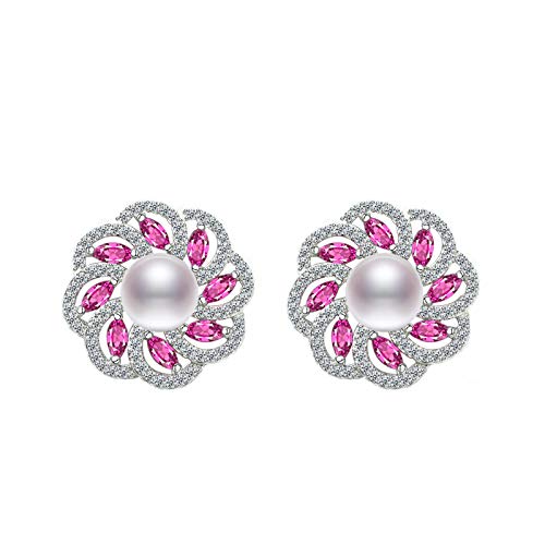 Orecchini di perle vere vere per le donne Orecchini di diamanti gioielli in argento 925 con perle d'acqua dolce naturali di alta qualità