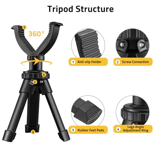 CVLIFE Shooting Rest Tripod Adjustable Height Shooting Tripod 6.3″or 7.9″, 360 Degree Rotation V Yoke Rifle Stand, Portable Aluminum Design for Target Shooting, Hunting and Outdoor Activities by CVLIFE - Image 2