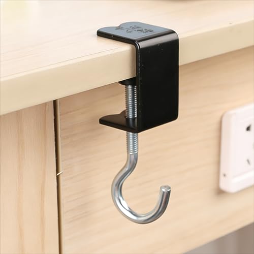 1 peça de gancho universal para mesa de estudante, suporte para pendurar na lateral da mesa, suportes portáteis removíveis para bolsa de mão, ganchos de armazenamento (preto-1 peça)
