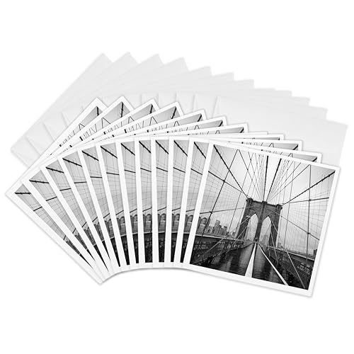 Cartes de vœux pont de Brooklyn noir et blanc 15 cm pour mots d'anniversaire élégants