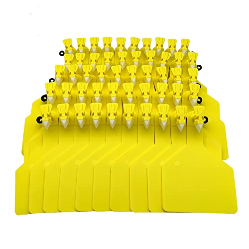 50Pcs Z Tags One-Piece Cattle Ear Tags TPU Blank Livestock Animal Identification for Cattle,Sheep Goat, Pig, Large Size (Yellow)