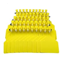 50 Pcs One-Piece Blank Cattle Ear Tags TPU Flexible Livestock Identification for Cow Sheep Goat Pig, Large Size Tagging Farm Animal Supply Yellow