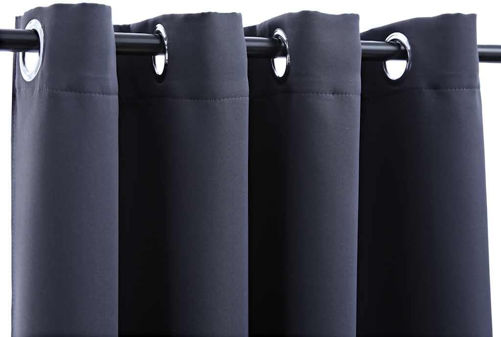 vidaXL 2X Blackout Curtain with Rings Window Blind Covering Drape Drapery Interior Privacy Bedroom Living Room Anthracite 54"x95" Fabric