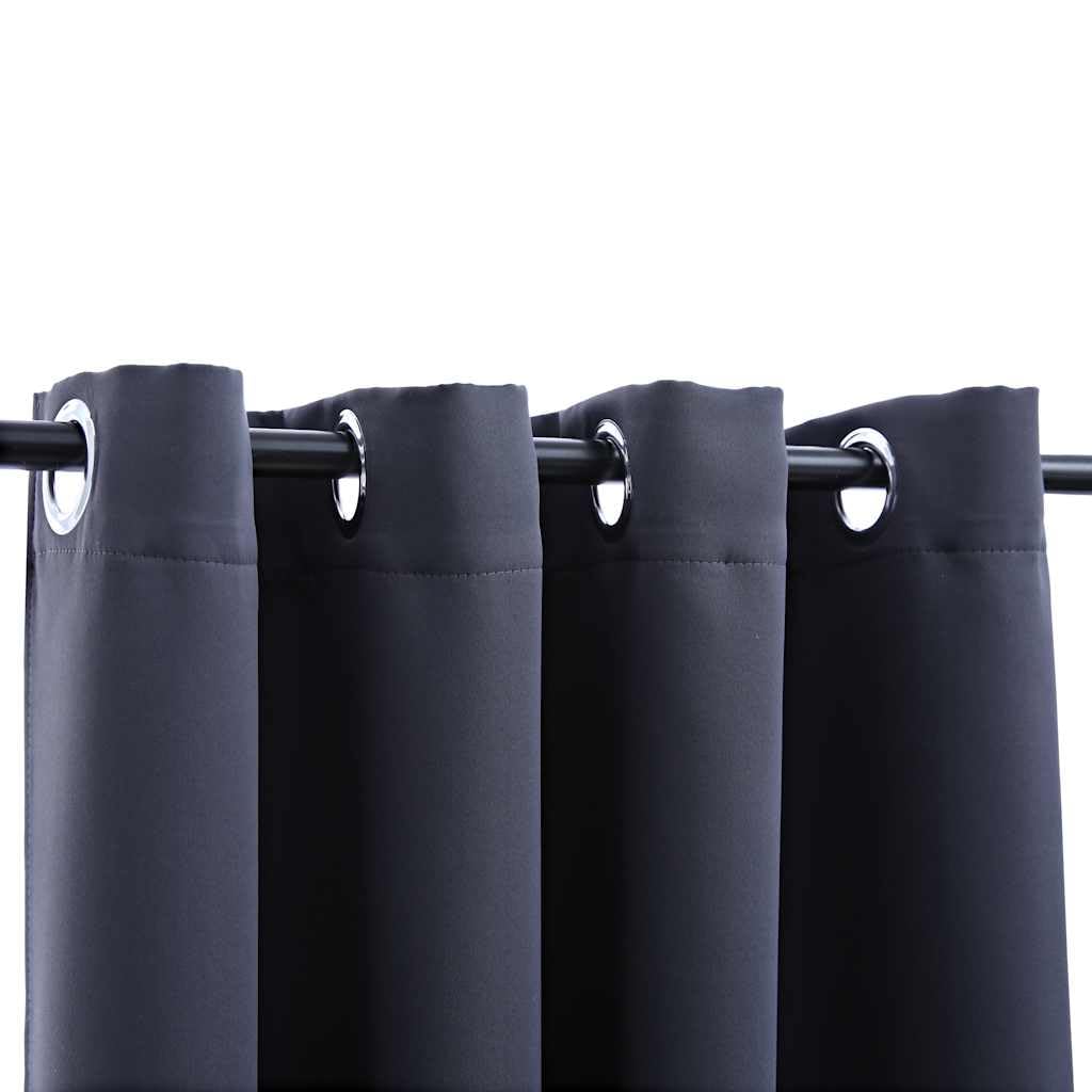 vidaXL 2X Vorhang Verdunkelung mit Metallösen Verdunkelungsvorhang Kräuselband Ösen Schlaufe Thermo Gardine Blickdicht Anthrazit 140x245cm